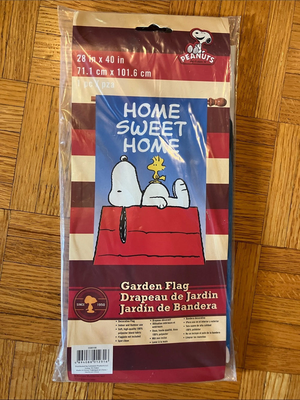 Large Peanuts Snoopy and Woodstock Home Sweet Home Screenprint Garden Flag